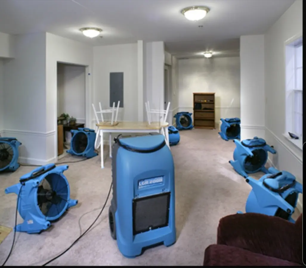 Air movers and dehumidifier setup for Water Extraction & Removal in Massanetta Springs